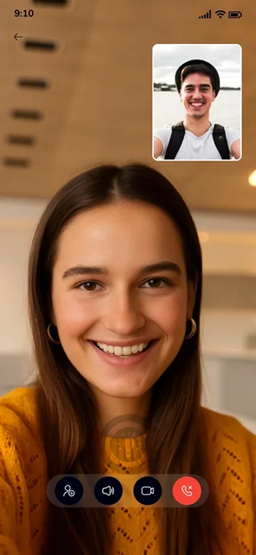 Video Call Screen – Real-Time Face-to-Face Communication Interface in Chat App