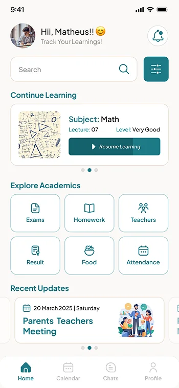 School Student Profile Screen