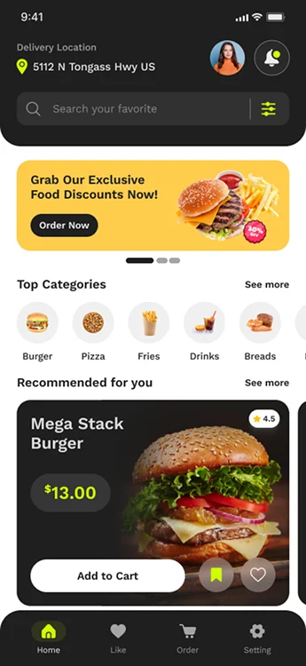 Food Delivery App UI with Customer Features Overview