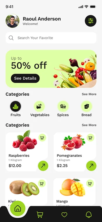 Customer Side Grocery Home Page 