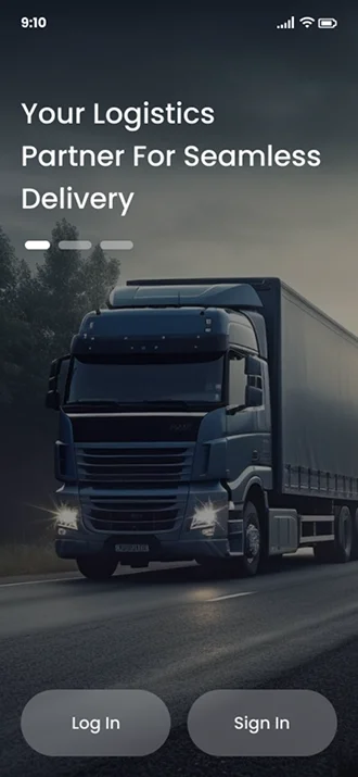 Logistics App Login and Sign in Screen