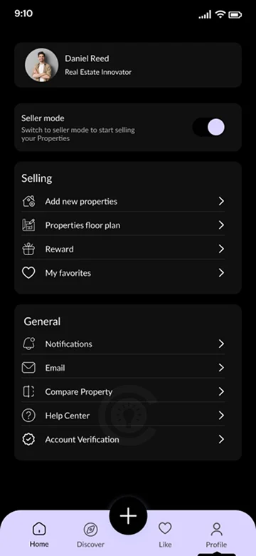 Seller App Menu and Feature Overview Screen 