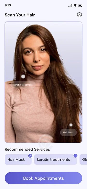 Salon app hair scan with treatment suggestions