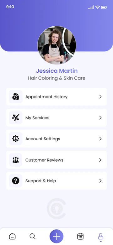 Hair stylist Profile Screen App  