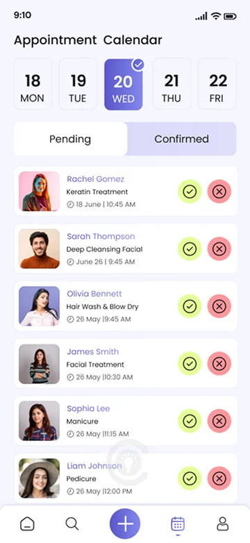 Customer Appointment List for Hair Stylist 