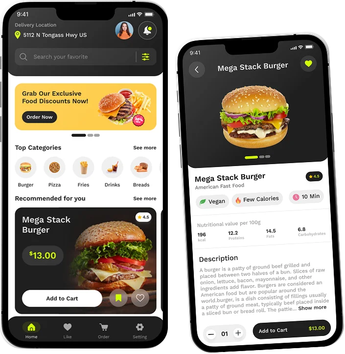 Customer Side App Screens