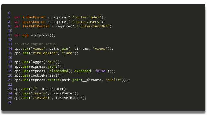 Route in the code Route in the code